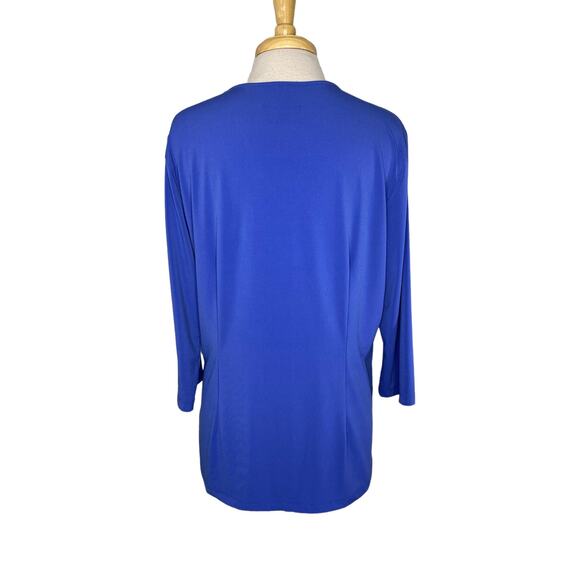 BOB MACKIE Blue Gold Riverway Design 3/4 Sleeve Jersey V-neck Top Size Large - Picture 3 of 10